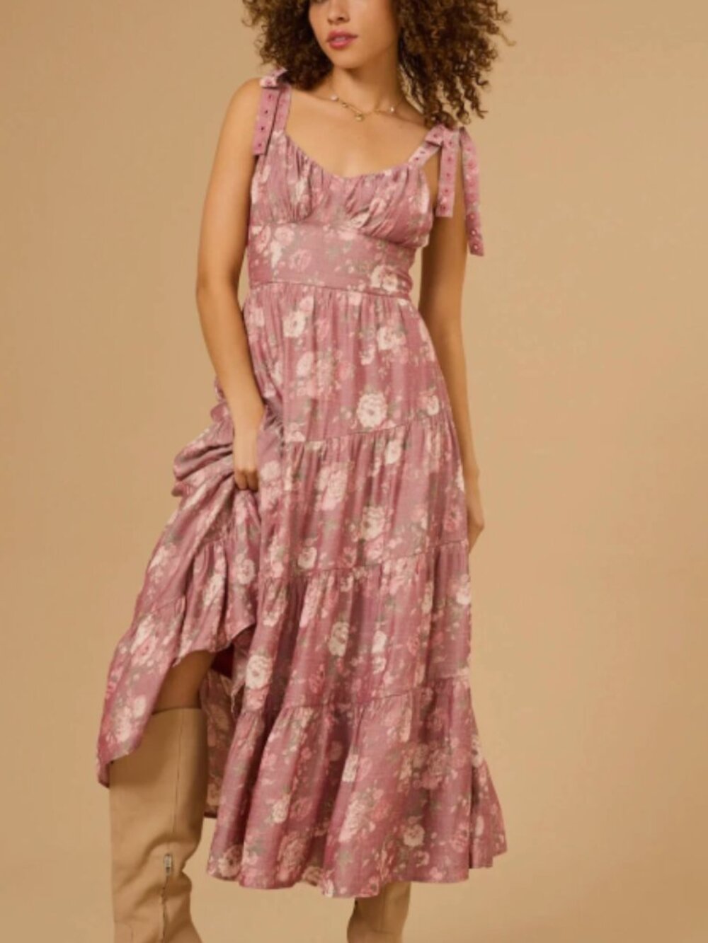 Altar'd State Floral Print Fit & Flare Midi Dress- Large